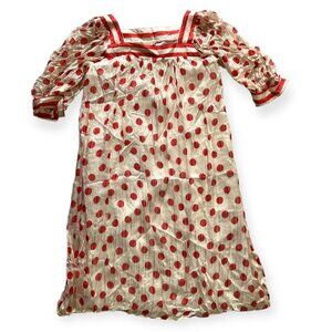 Vintage 80s Polka Dots on ivory Tent Dress Women’s 100% silk Sheer